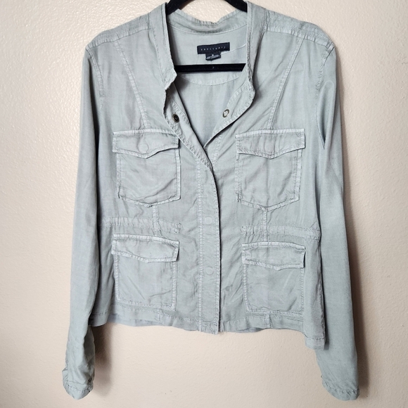Sanctuary Womens Military Green Tencel Roll Tab Sleeve Utility Jacket-Size M - Picture 1 of 11
